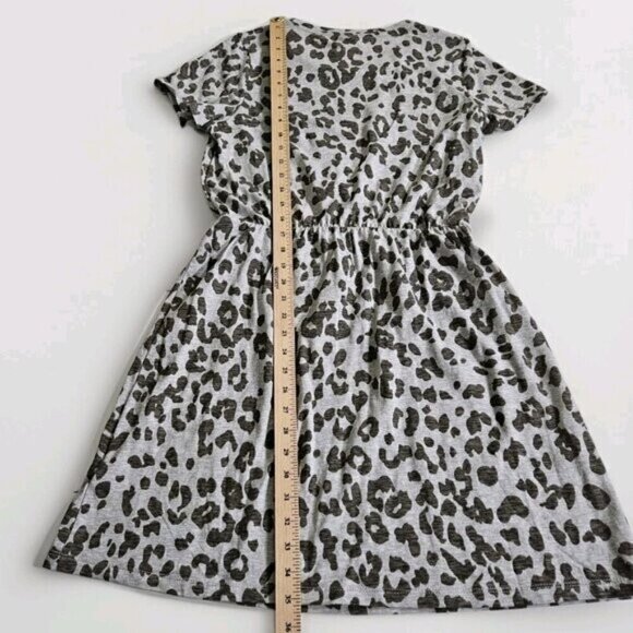 Old Navy Shirt Dress Womens M Beige Snow Leopard Cinched Waist SS Summer Cottage - Picture 7 of 16